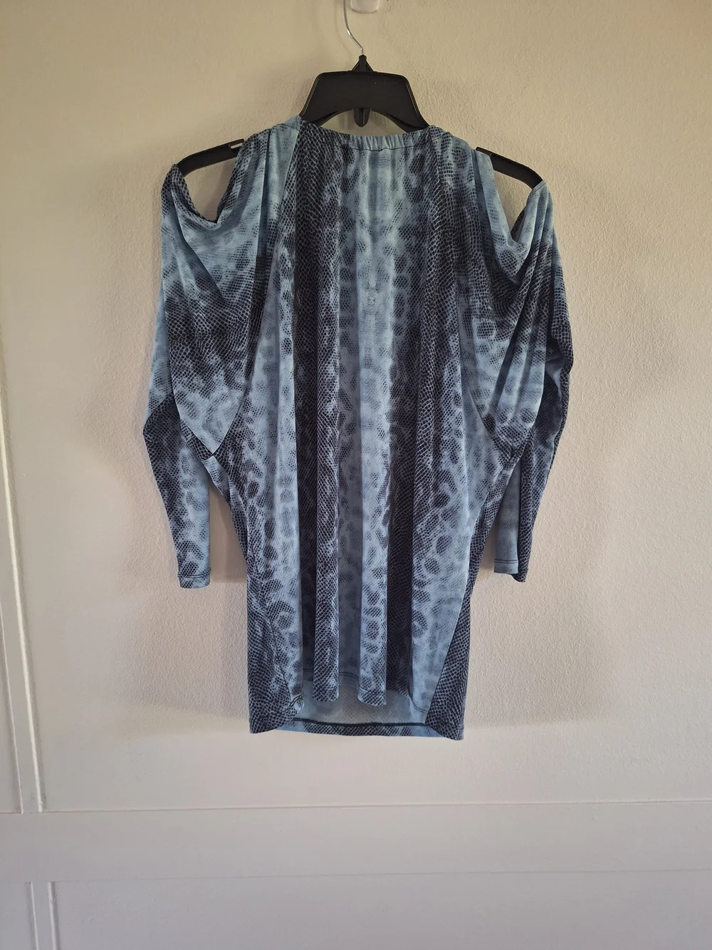 Michael Kors Blue Snake-Print Cold-Shoulder Top with Metallic Straps